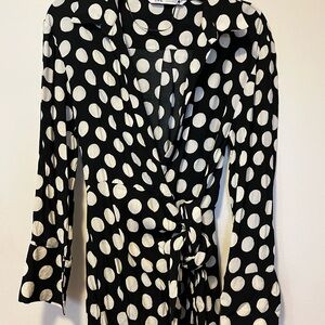 Black and White Polka Dot Wrap Dress